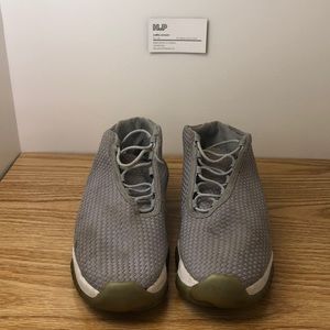 Worn grey Jordan basketball shoes size 10